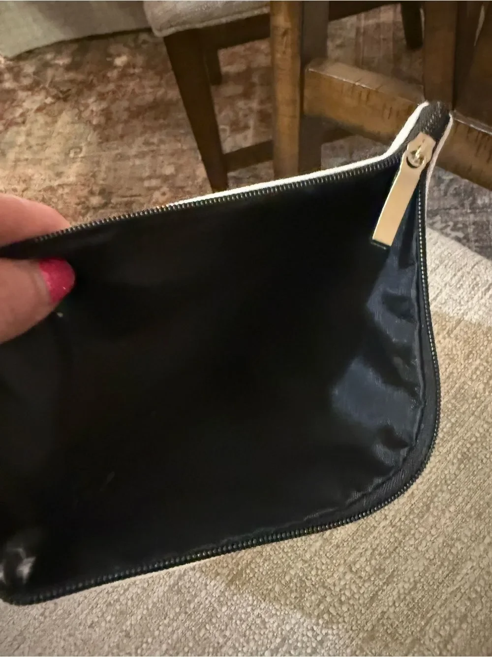 Love You Sis Canvas Zip Pouch -Cream and black